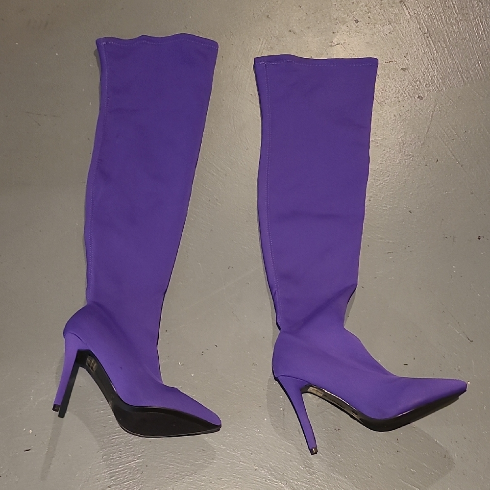 Purple Knee-High Stiletto Boots